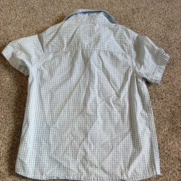 Joe Fresh Gingham Blue White Button Down Shirt Size 5T Boys Collared Shirt - Picture 8 of 9